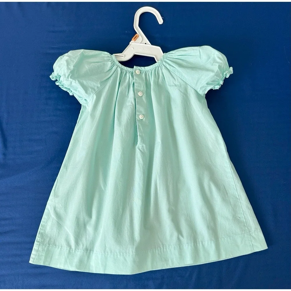 Smocked Light Green Pink Dress Size Newborn 0/3 One Of A Kind Church Baby Girl